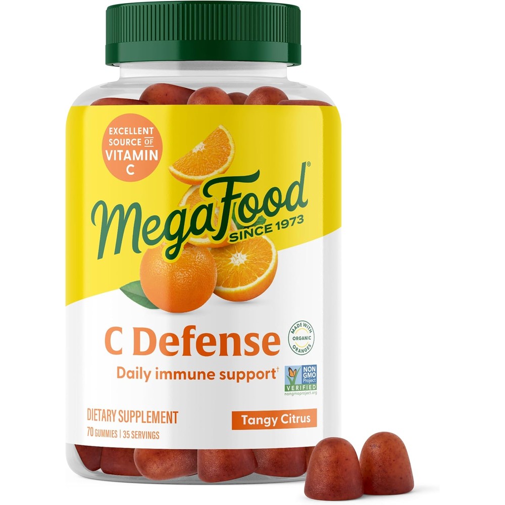 MegaFood C Defense Vitamin C Gummies Immune Support Tangy Citrus 70 Count