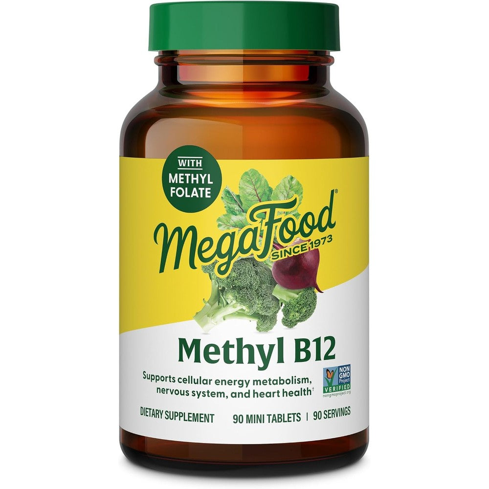 MegaFood Methyl B12 Cellular Energy Metabolism Support 90 Mini Tablets With Methylated B12 Methylfolate And Vitamin B6 Vegan