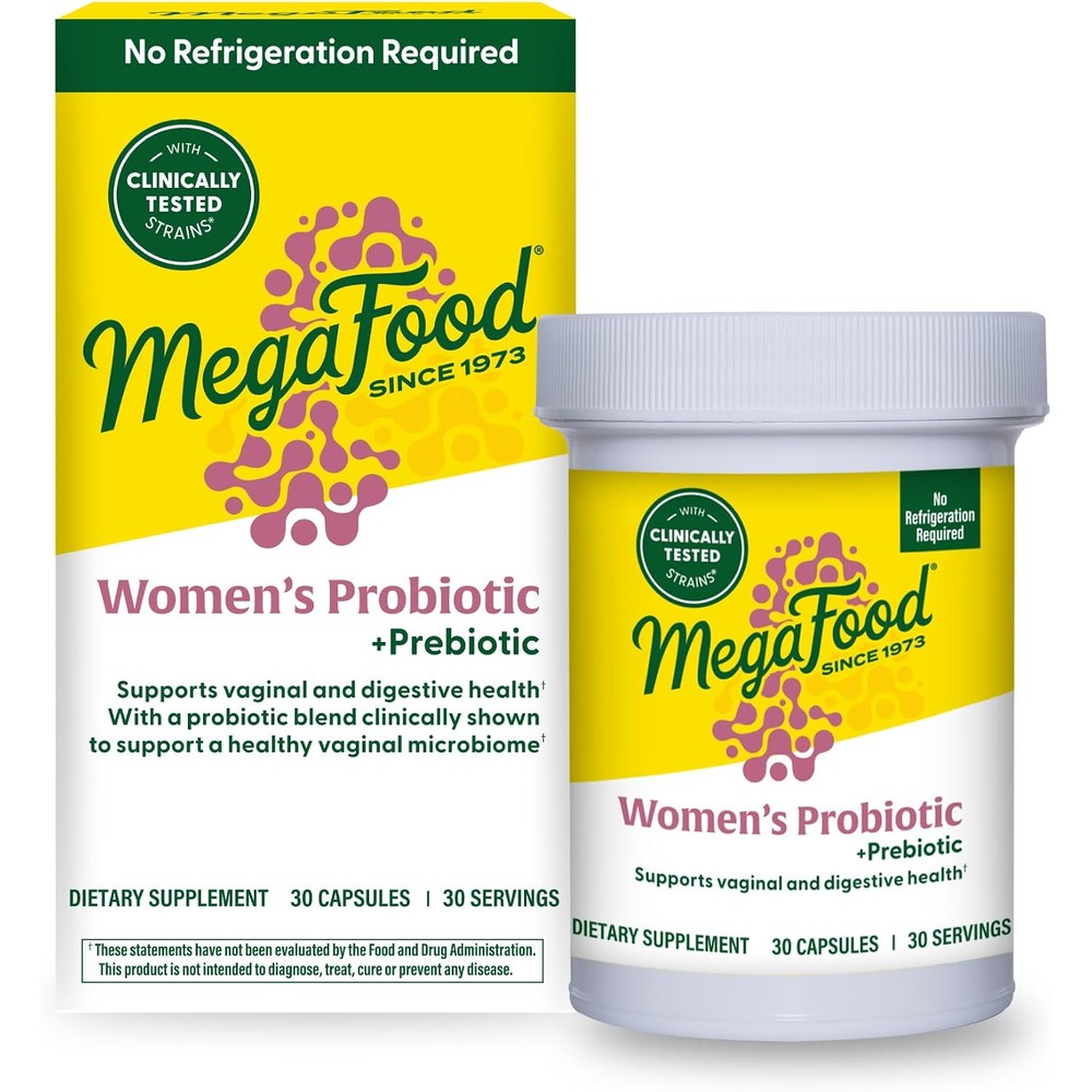 MegaFood Womens Probiotic Prebiotic Vaginal and Digestive Health Supplement 5 Billion CFU 30 Vegetarian Capsules
