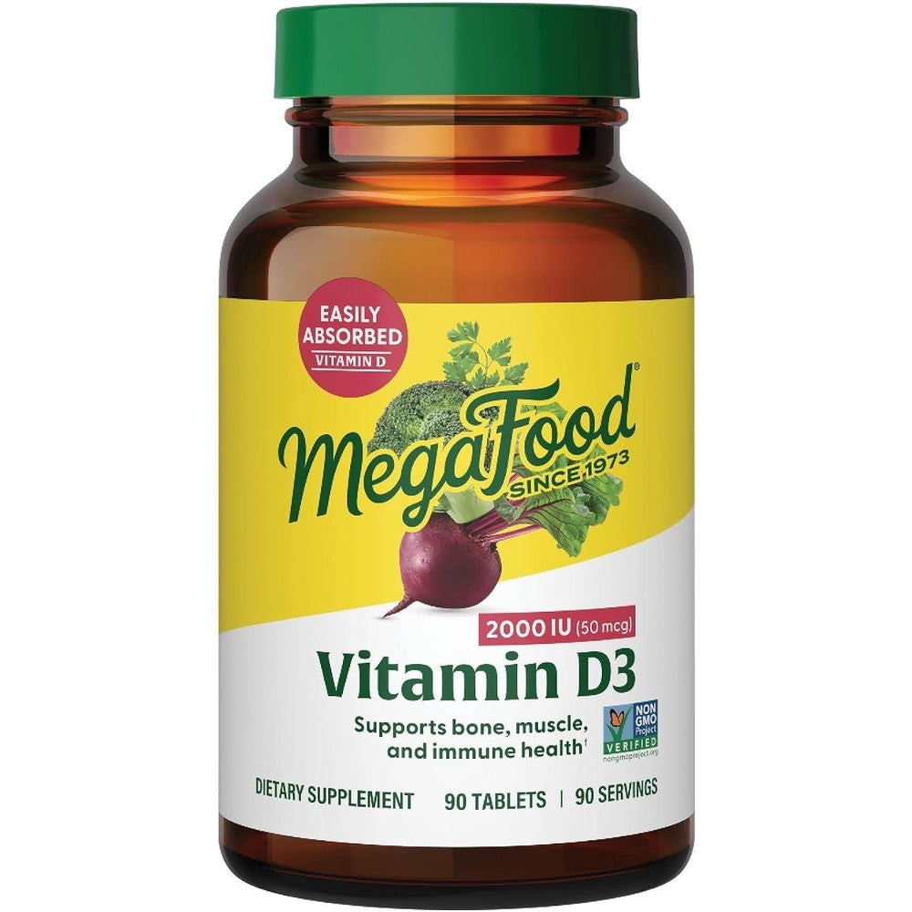 MegaFood Vitamin D3 2000 IU 50 Microgram Dietary Supplement For Immune And Bone Health 90 Tablets