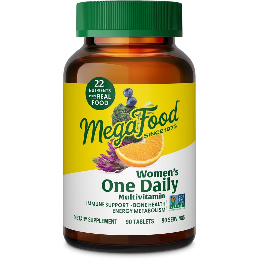 MegaFood One Daily Multivitamin for Women with 22 Nutrients, 90 Tablets | Immune Support, Cellular Energy & Healthy Skin & Hair, Methylfolate, Meth...