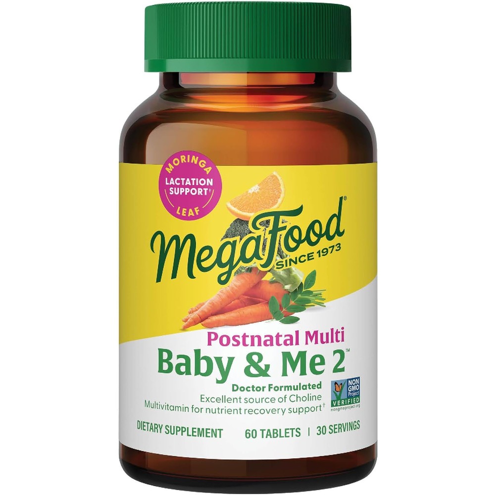 MegaFood Baby & Me 2 Postnatal Vitamins For Women With Moringa 60 Tablets