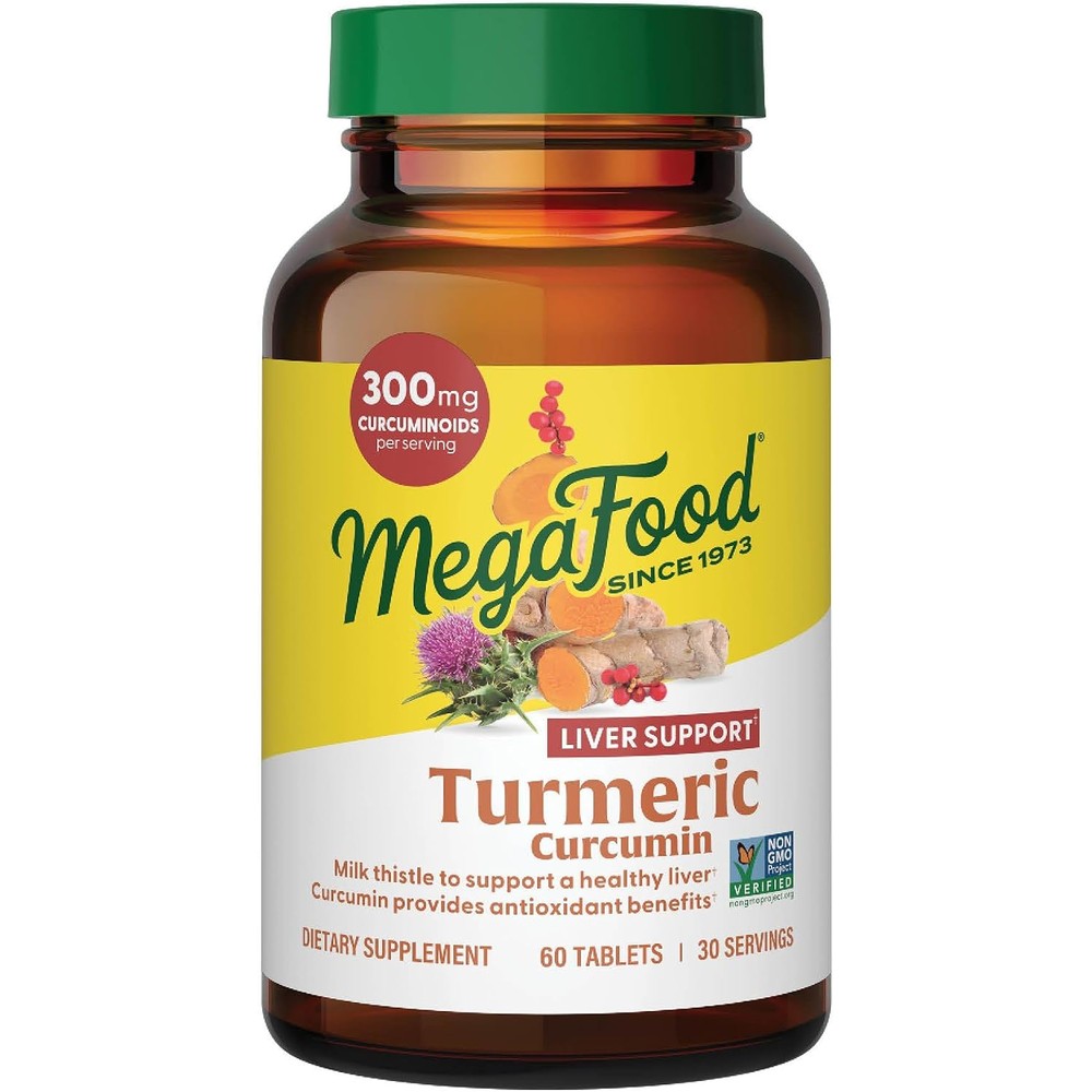 MegaFood Turmeric Curcumin And Milk Thistle For Liver Support Supplement 380 Milligrams Curcuminoids 60 Tablets