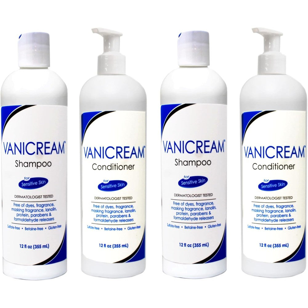 Free And Clear Vanicream Shampoo And Conditioner Set For Sensitive Skin Dermatologist Tested Set Of Four Two Each Twelve Fluid Ounce Bottles