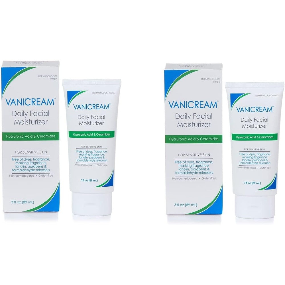 Vanicream Daily Facial Moisturizer With Ceramides And Hyaluronic Acid For Sensitive Skin 3 Fluid Ounces Pack Of 2