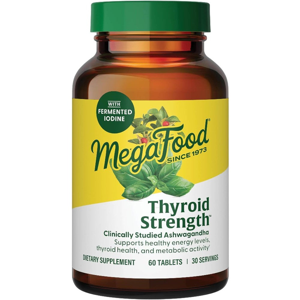 MegaFood Thyroid Strength Ashwagandha Zinc Selenium Iodine Supplement 60 Vegetarian Tablets 30 Servings