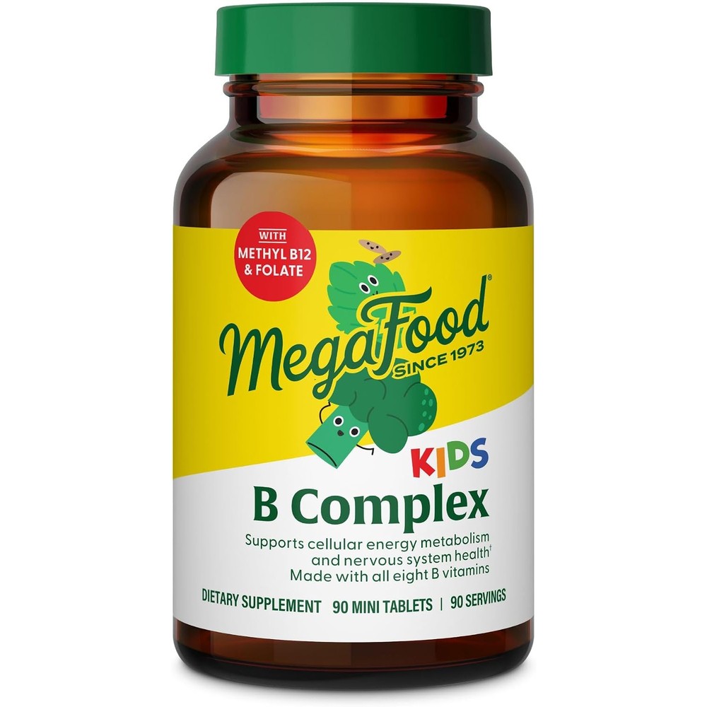 MegaFood Kids Vitamin B Complex Mini Tablets For Brain Health And Cellular Energy Support 90 Tablets