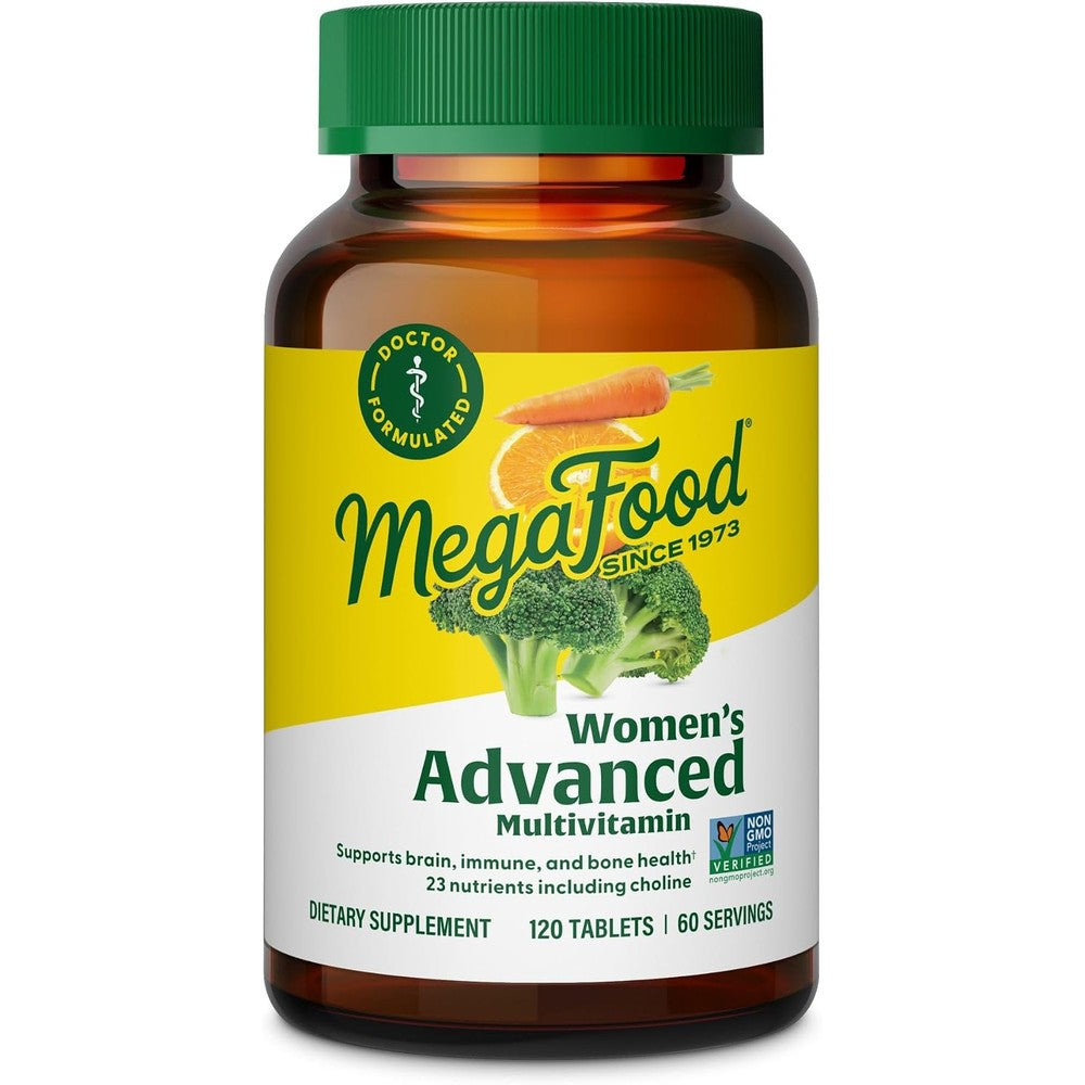 MegaFood Advanced Multivitamin For Women Doctor Formulated 120 Tablets With Iron Choline Methylfolate And Vitamin D3 For Immune And Brain Health