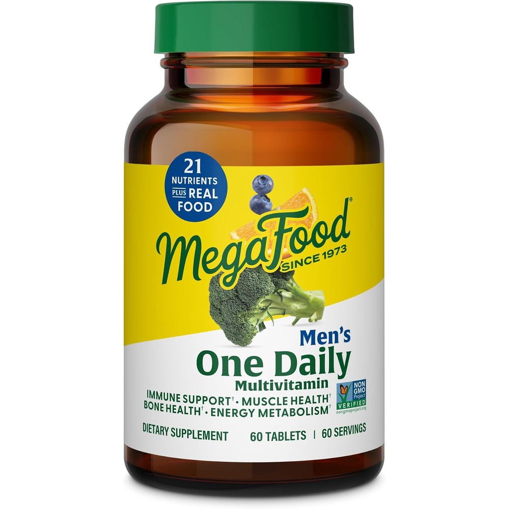 MegaFood One Daily Multivitamin For Men With 21 Nutrients Methylated Vitamin B12 And Zinc Vegetarian 60 Tablets