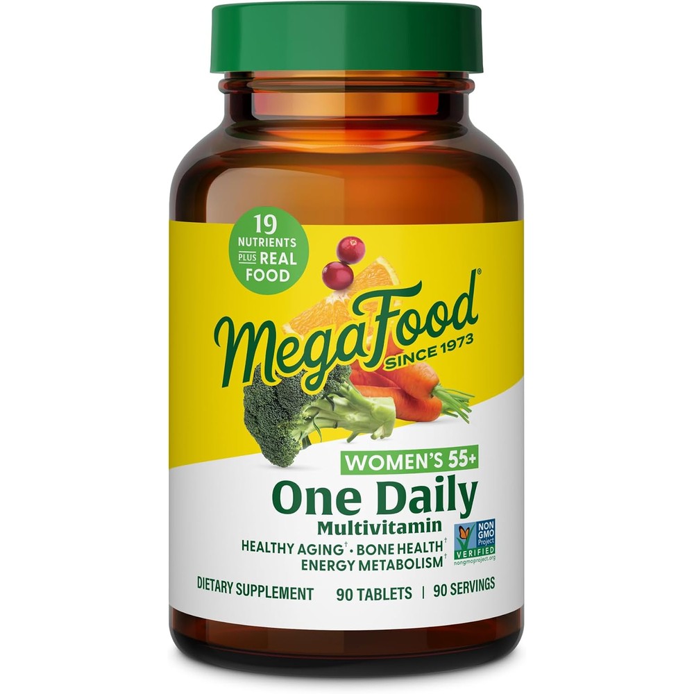 MegaFood One Daily Multivitamin for Women 55 Plus with 19 Essential Nutrients and Real Food Ingredients, 90 Vegetarian Tablets