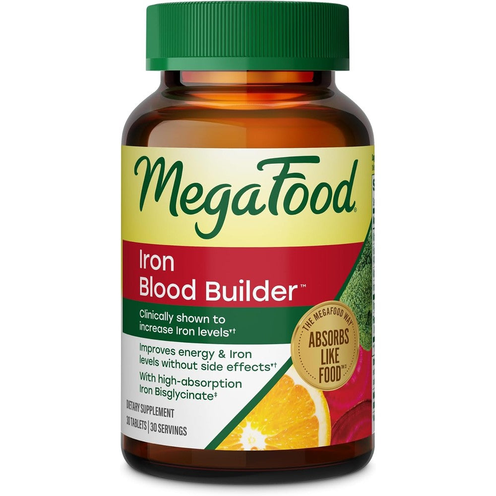 MegaFood Blood Builder Iron Supplement Energy Support Vegan 30 Tablets