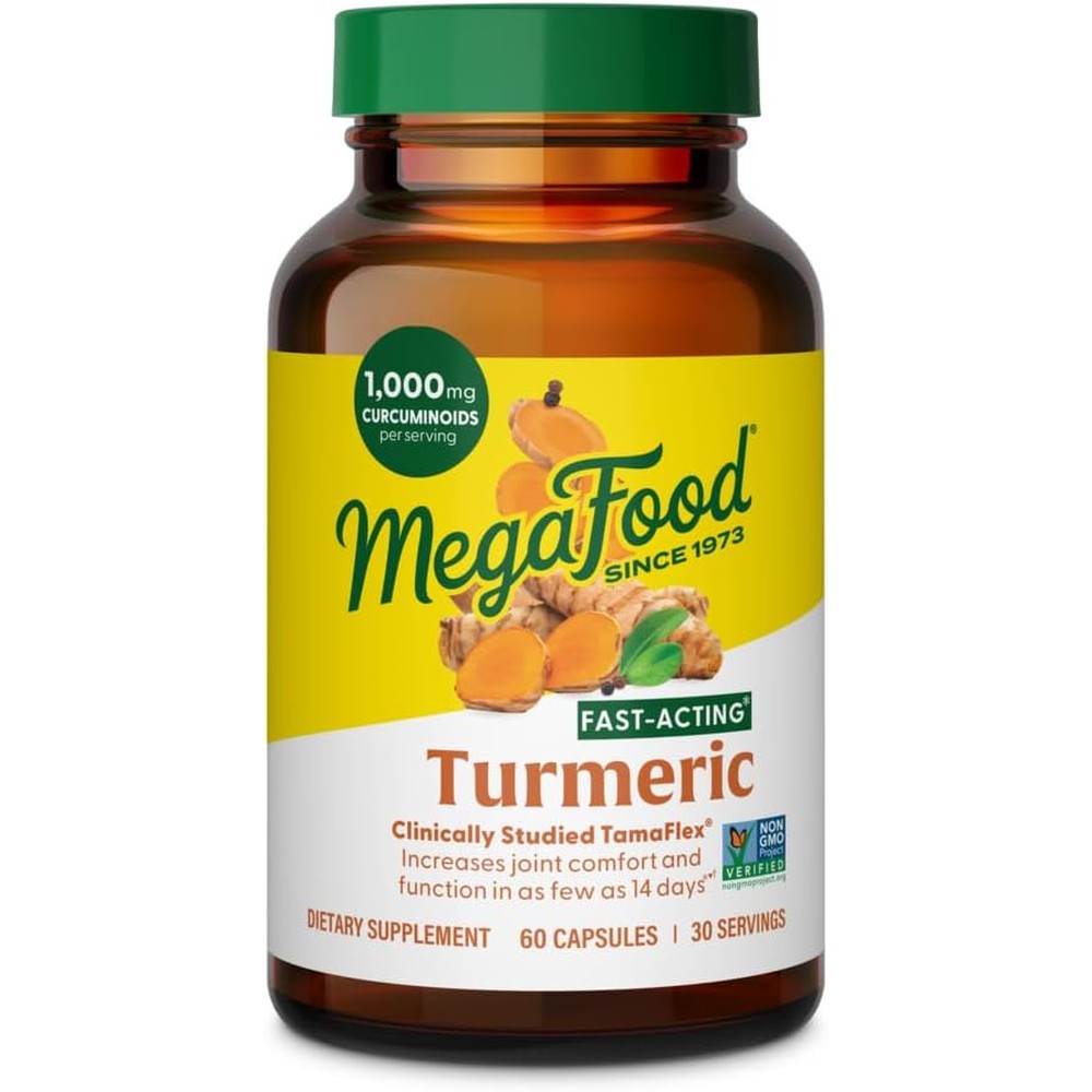 MegaFood Fast Acting Turmeric Curcumin Supplement For Joint Support And Comfort 60 Capsules