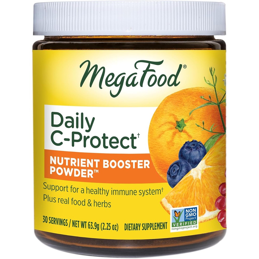 MegaFood Daily C-Protect Nutrient Booster Powder Immune Support Vitamin C Powder Drink Mix Vegan Non GMO 2.25 Ounces 30 Servings