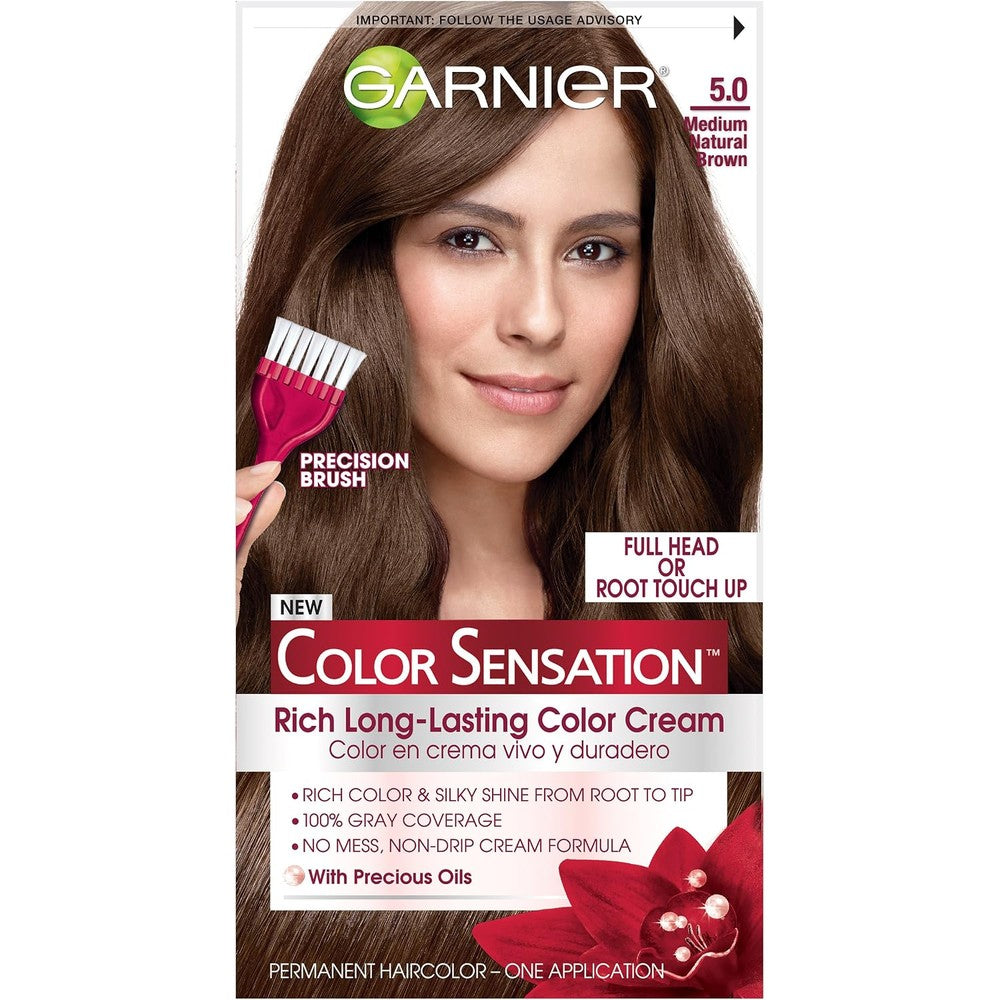 Garnier Hair Color Sensation Rich Long-Lasting Color Cream 5.0 Medium Natural Brown 1 Kit