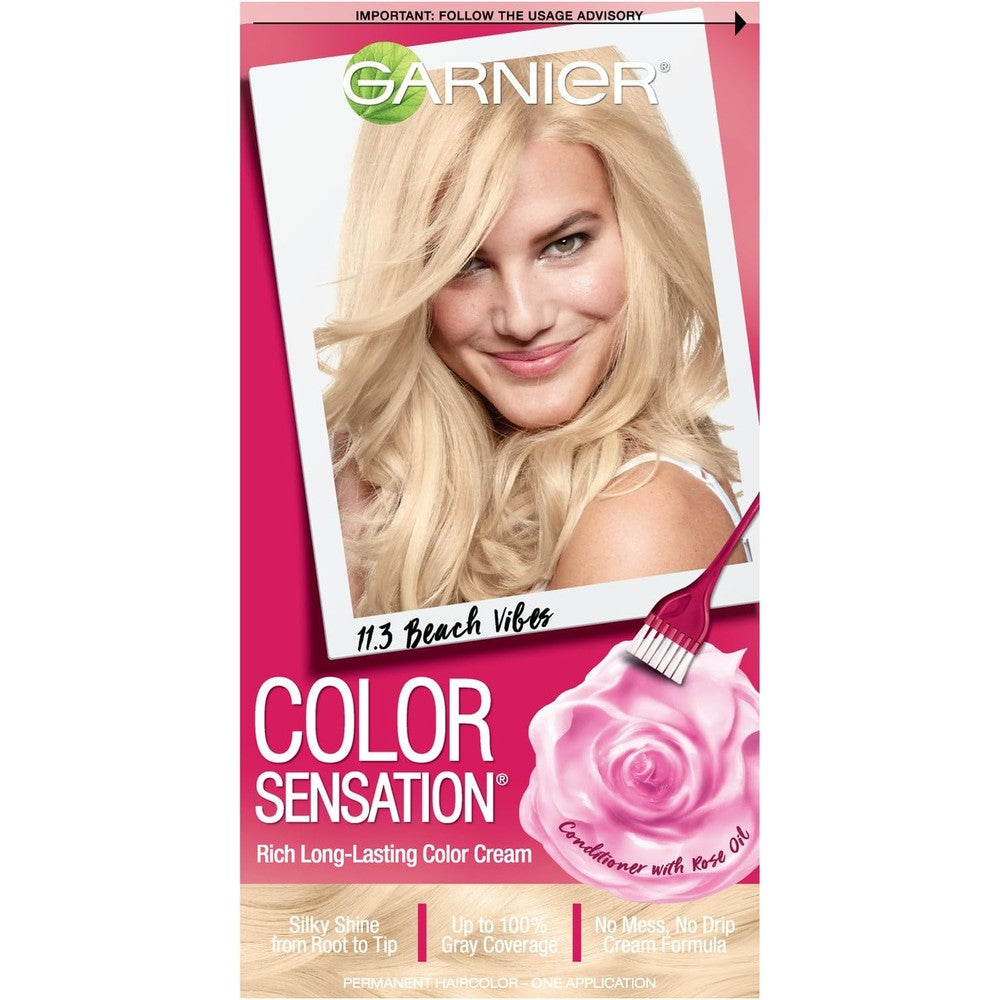 Garnier Hair Color Sensation Rich Long-Lasting Color Cream, 11.3 Extra Light Beach Vibes Sun Blonde