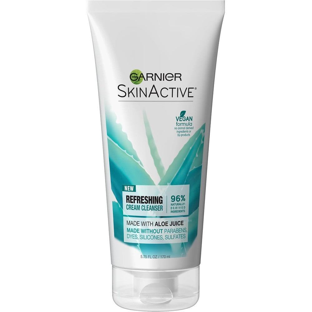 Garnier SkinActive Refreshing Cream Face Wash With Aloe Juice For Dry And Sensitive Skin 5.75 Fluid Ounce