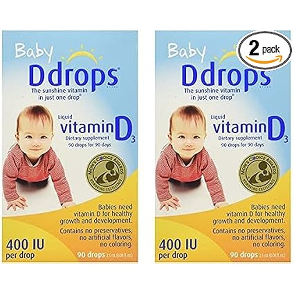 Ddrops Baby Drops Yellow Pack Of 2 Liquid Vitamin D3 400 International Units 90 Drops