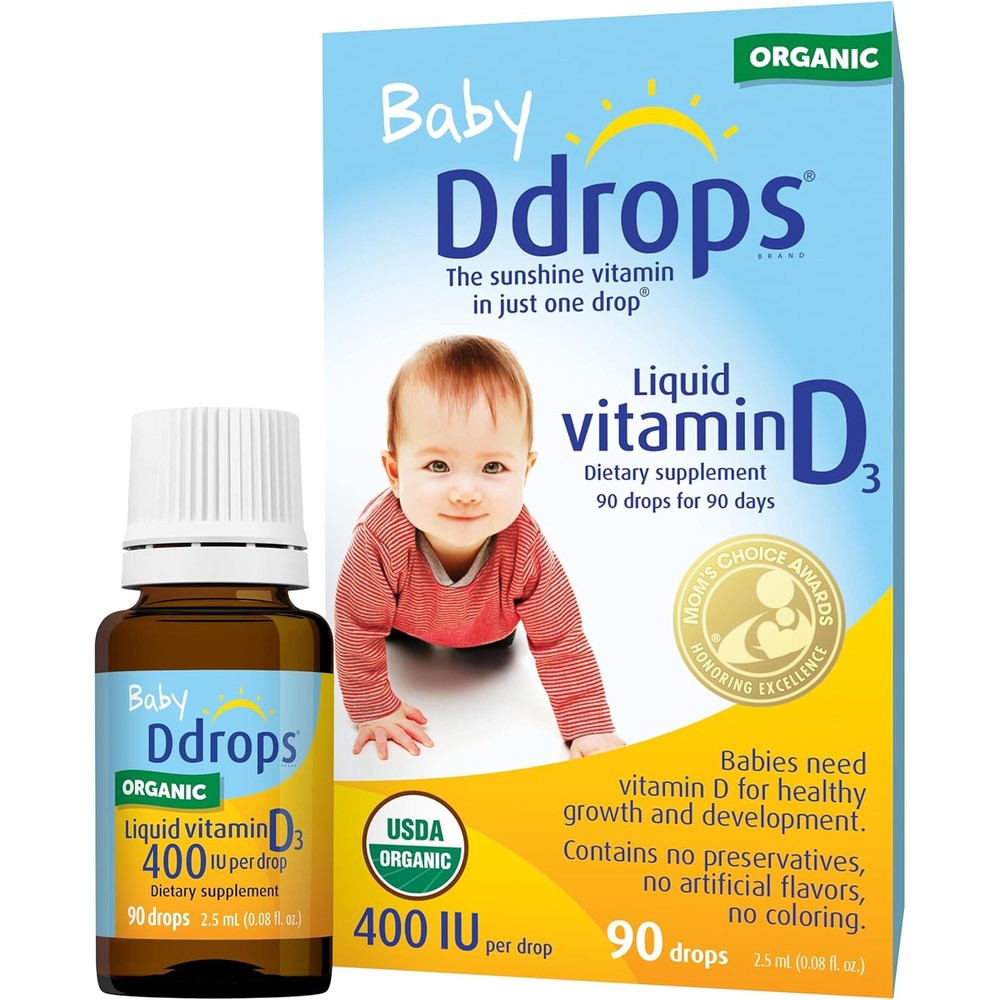 Ddrops Baby Liquid Vitamin D3 Drops 400 International Units 0.08 Fluid Ounce Pack of 2