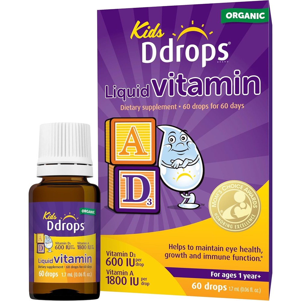 Ddrops Kids Organic Liquid Vitamins Daily Vitamins A And D Drops For Kids 60 Drops