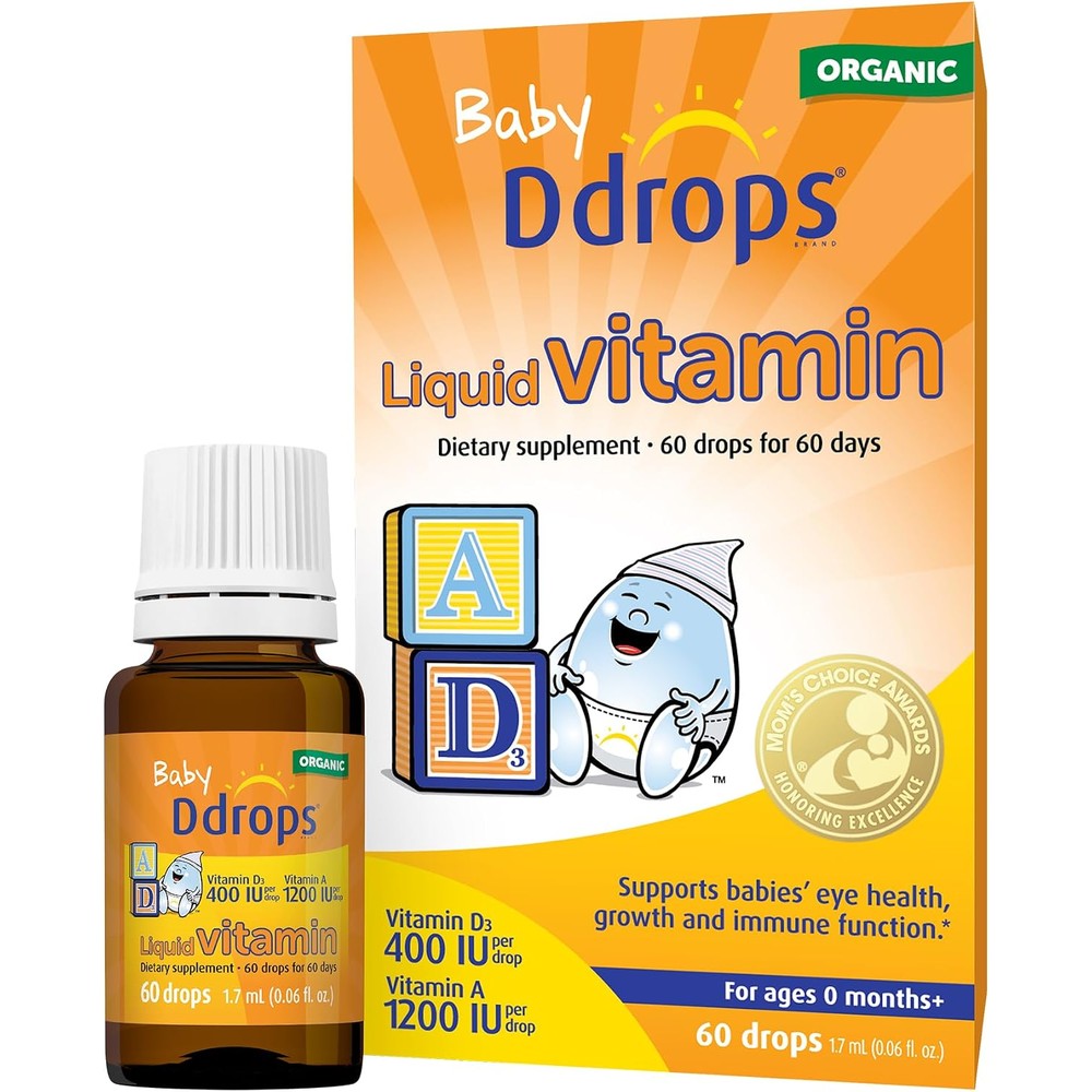 Ddrops Baby Organic Liquid Vitamins A And D Drops For Infants 60 Drops Certified Organic
