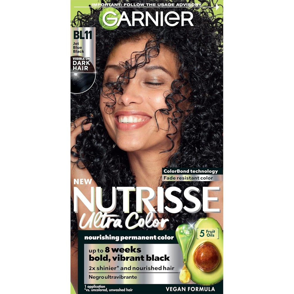 Garnier Nutrisse Ultra Color Nourishing Permanent Hair Color Creme BL11 Jet Blue Black 1 Count