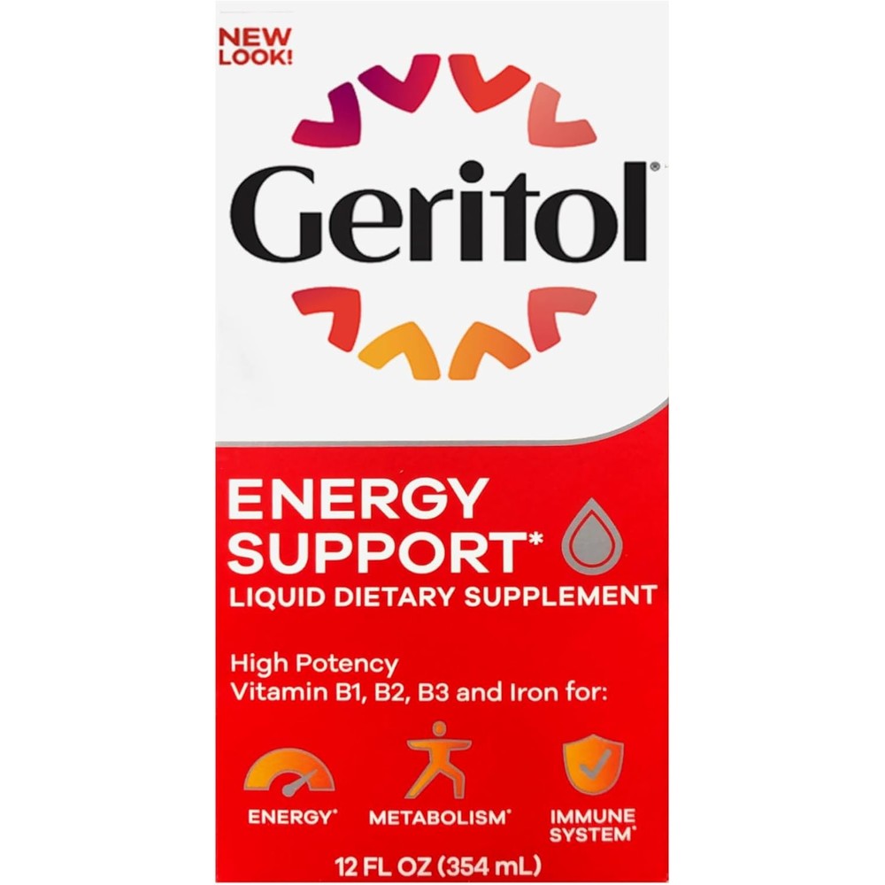 Geritol Liquid Supplement B-Vitamins And Iron 12 Fluid Ounce Energy Support Formula