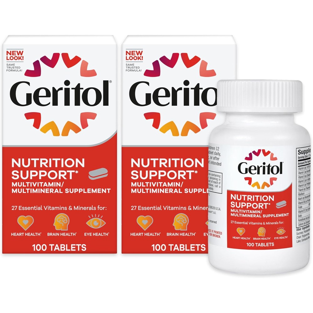 Vespyr Brands Geritol Multivitamin Supplement Contains B-Vitamins Antioxidants Vitamins C E And D And Iron 100 Tablets 2 Pack
