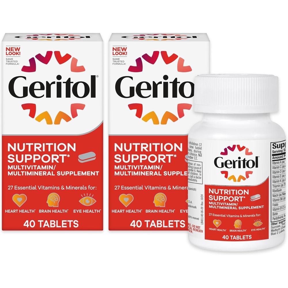 Geritol Multivitamin Supplement With B-Vitamins And Iron 27 Essential Vitamins And Minerals 40 Tablets 2 Pack