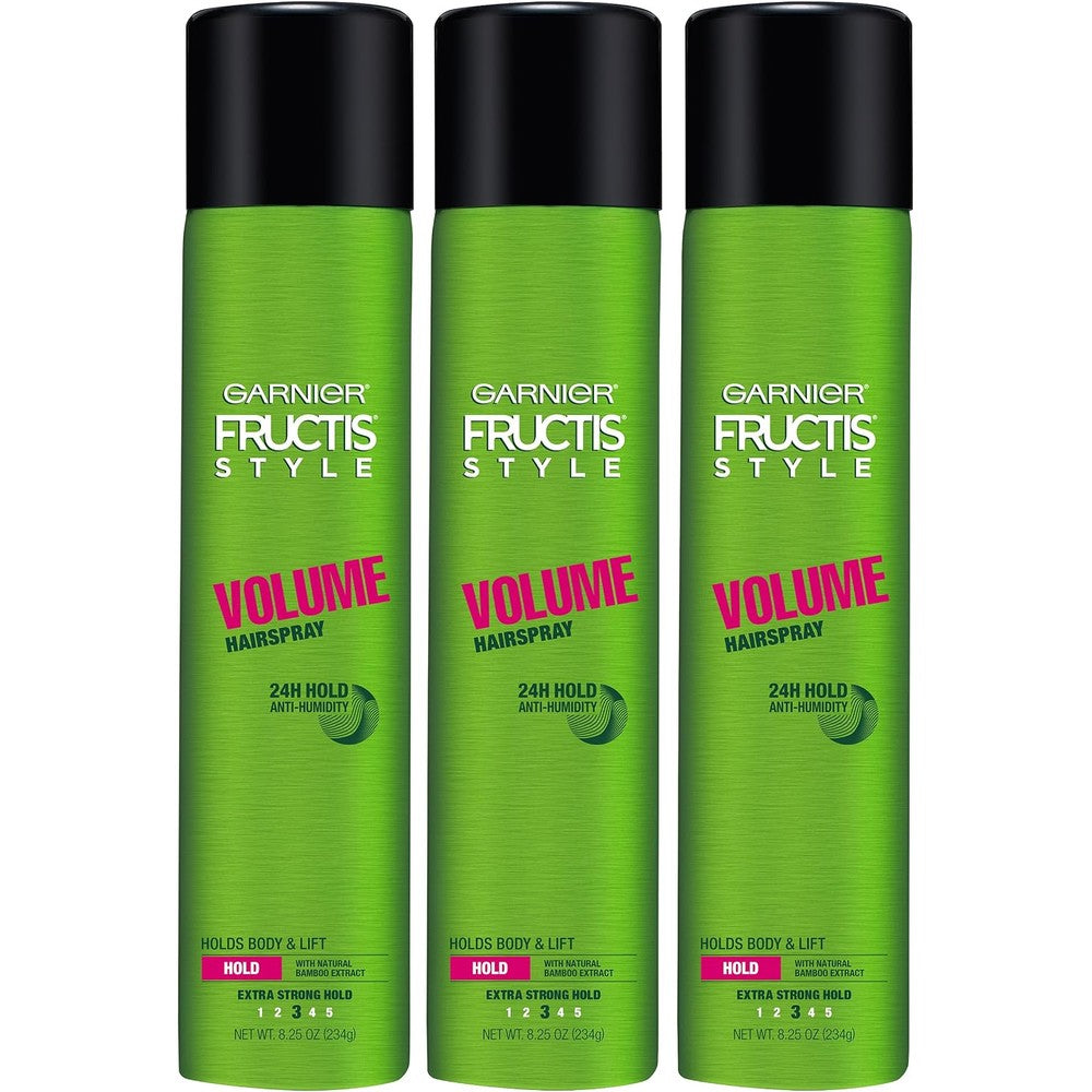 Garnier Fructis Style Volume Anti-Humidity Hairspray For All Hair Types 8.25 Fluid Ounce Pack of 3