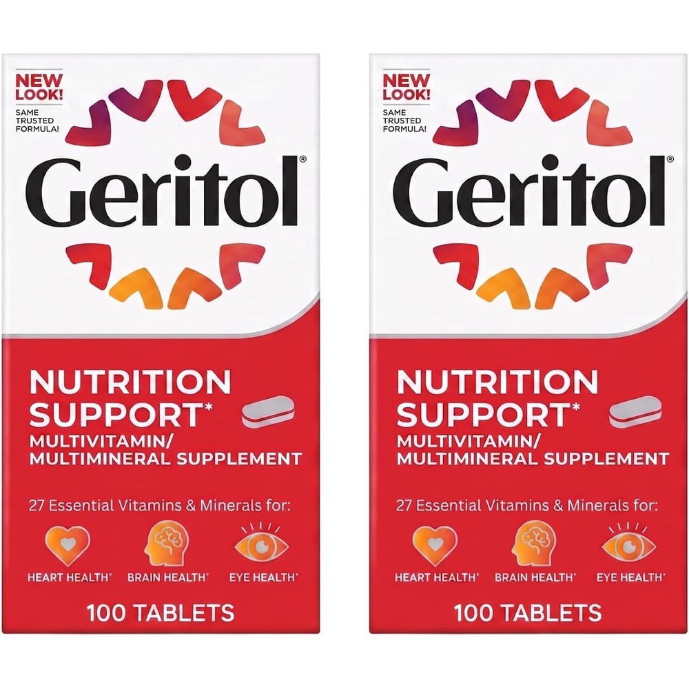 Geritol Multivitamin Tablets 100 Count Pack of 2 Essential Vitamins And Minerals