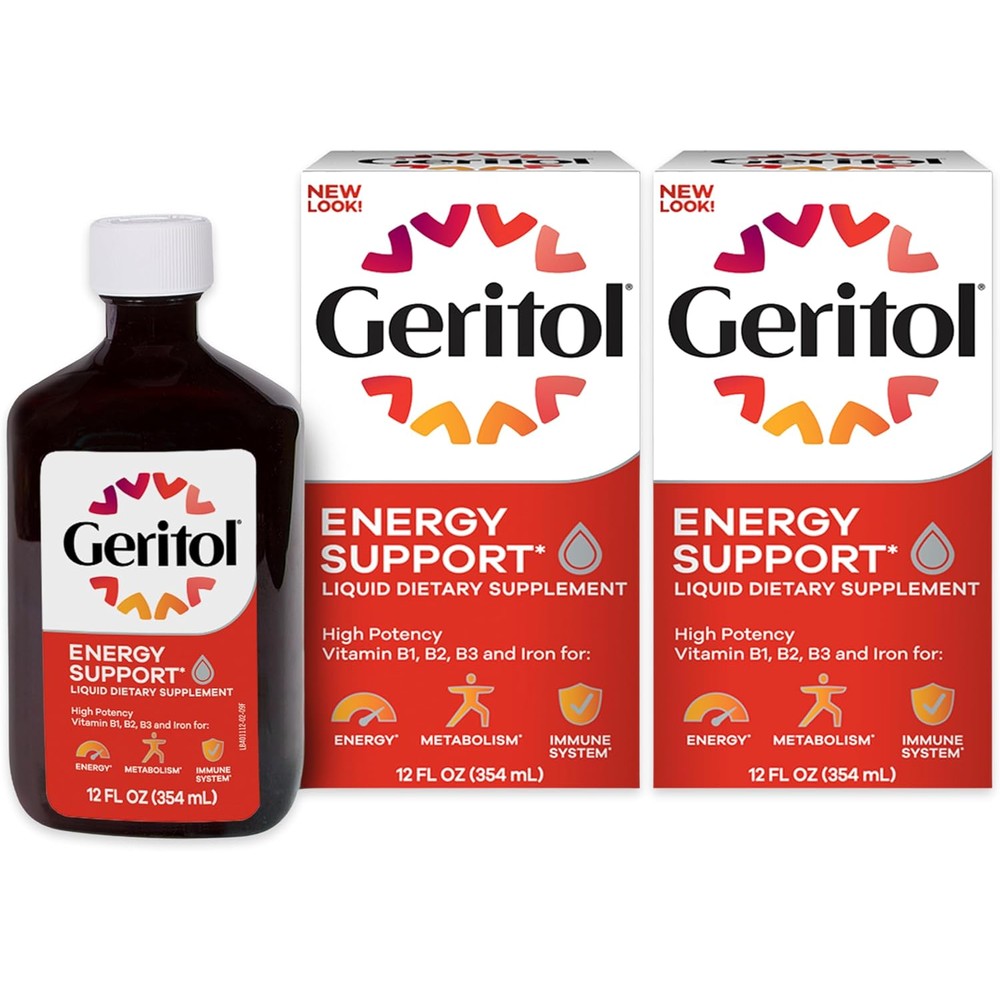 Geritol Liquid Vitamin And Iron Supplement Energy Support 12 Fluid Ounce Pack Of 2