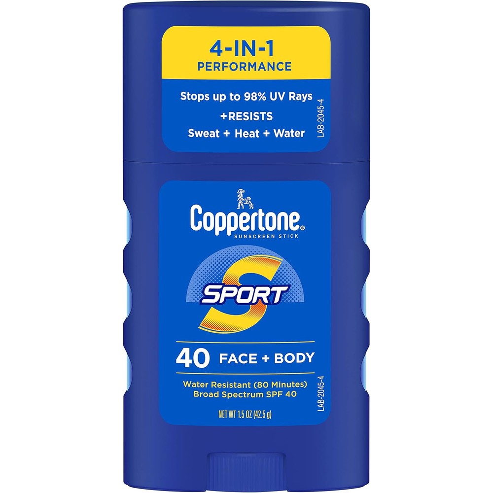 Coppertone Sport Sunscreen Stick Broad Spectrum SPF 40 Water Resistant Travel Size 1.5 Ounce