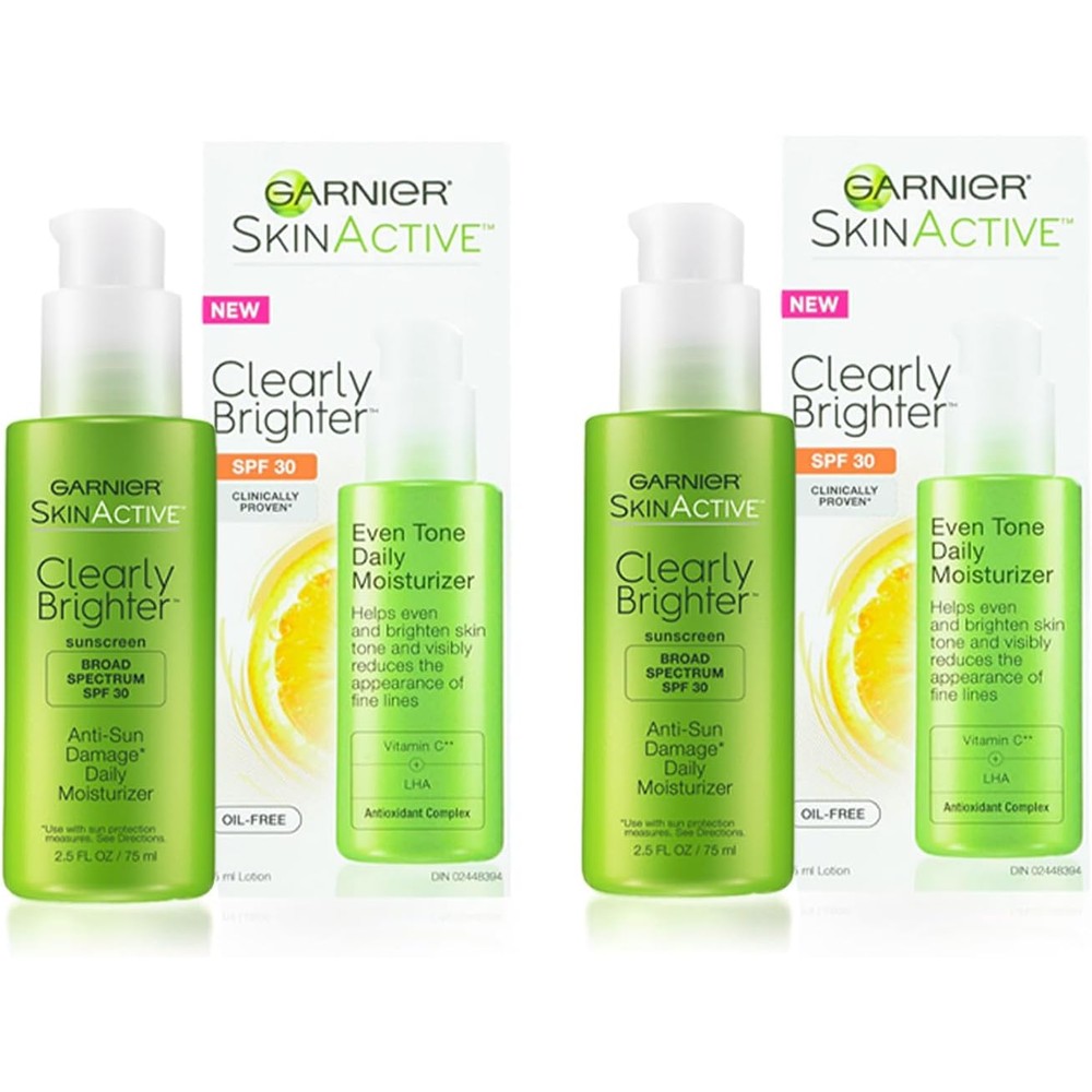 Garnier Clearly Brighter SPF 30 Face Moisturizer With Vitamin C, 2.5 Fluid Ounces, 2 Count
