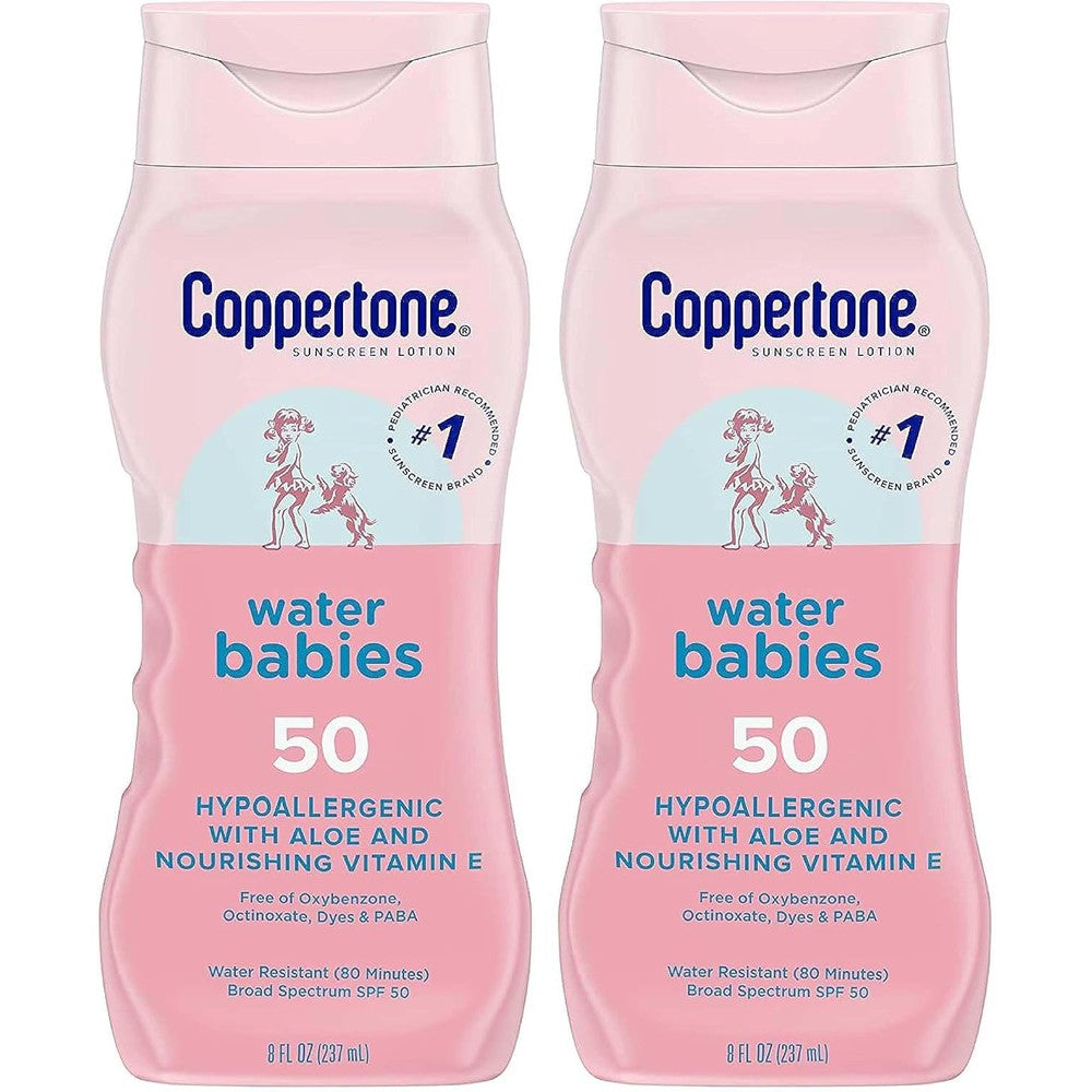 Coppertone WaterBabies Sunscreen Lotion SPF 50 With Aloe And Vitamin E 8 Fluid Ounce 2 Pack