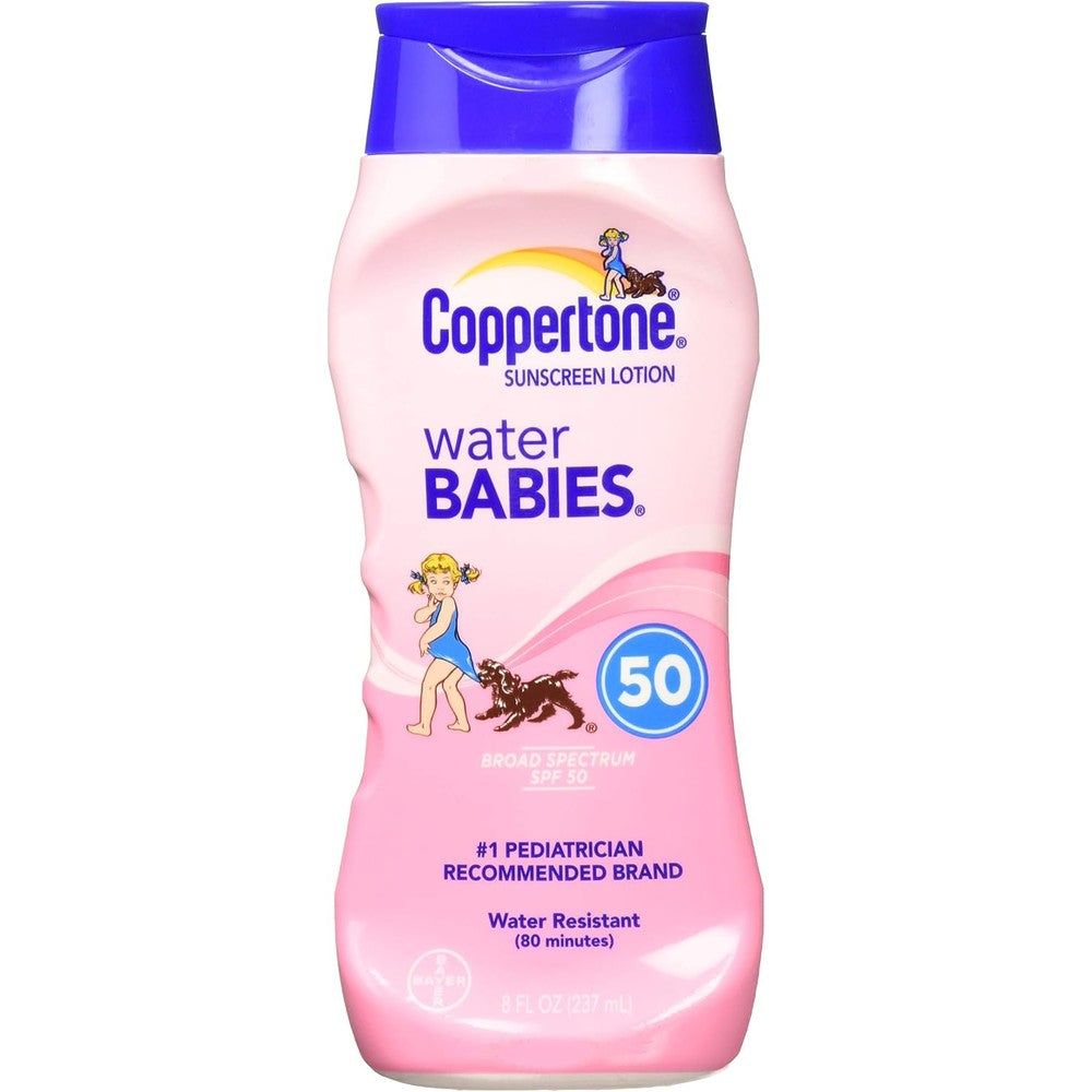 Coppertone WaterBabies Sunscreen Lotion SPF 50 Gentle Hypoallergenic Formula 8 Fluid Ounce