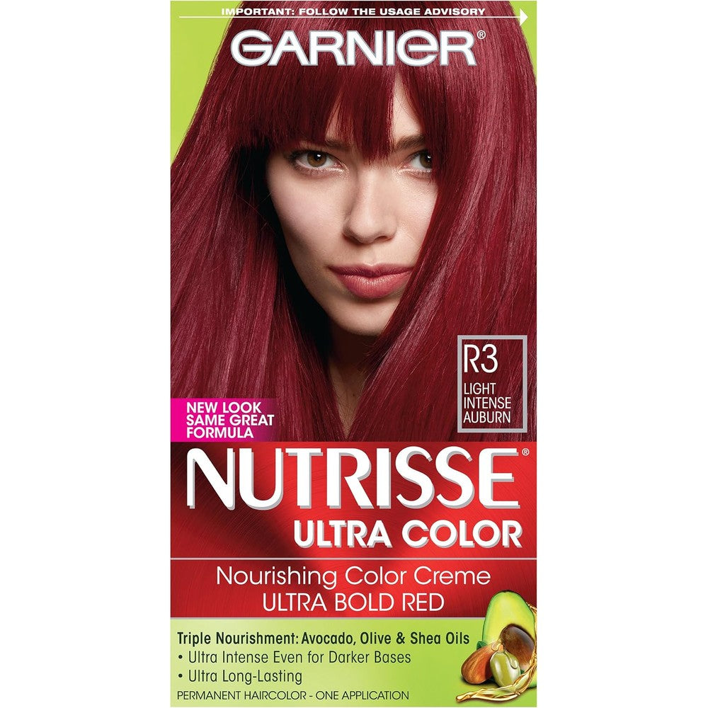 Garnier Nutrisse Ultra Color Nourishing Hair Color Creme R3 Light Intense Auburn Pack of 1
