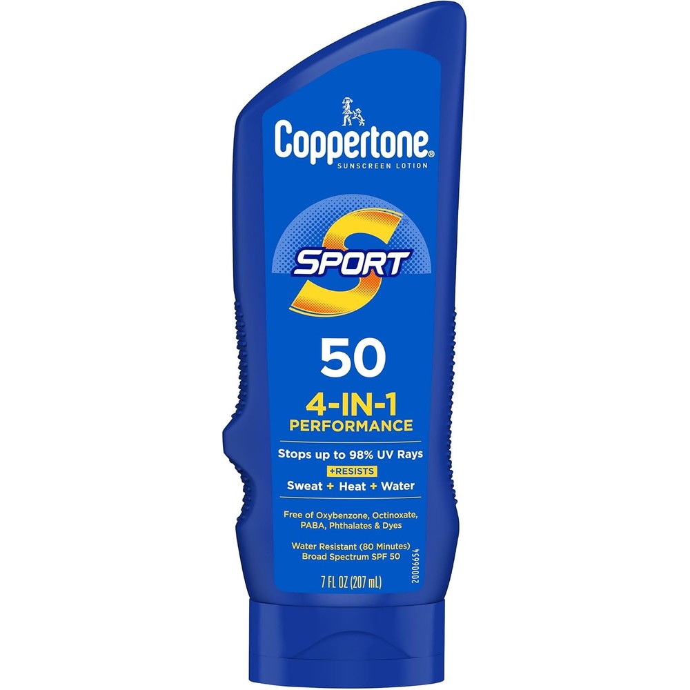 Coppertone Sport Sunscreen SPF 50 Lotion Water Resistant Body Sunscreen Lotion 7 Fluid Ounce