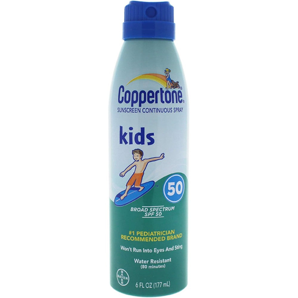Coppertone Kids Sunscreen Continuous Spray SPF 50 Broad Spectrum Water Resistant Sunscreen Spray 6 Ounce