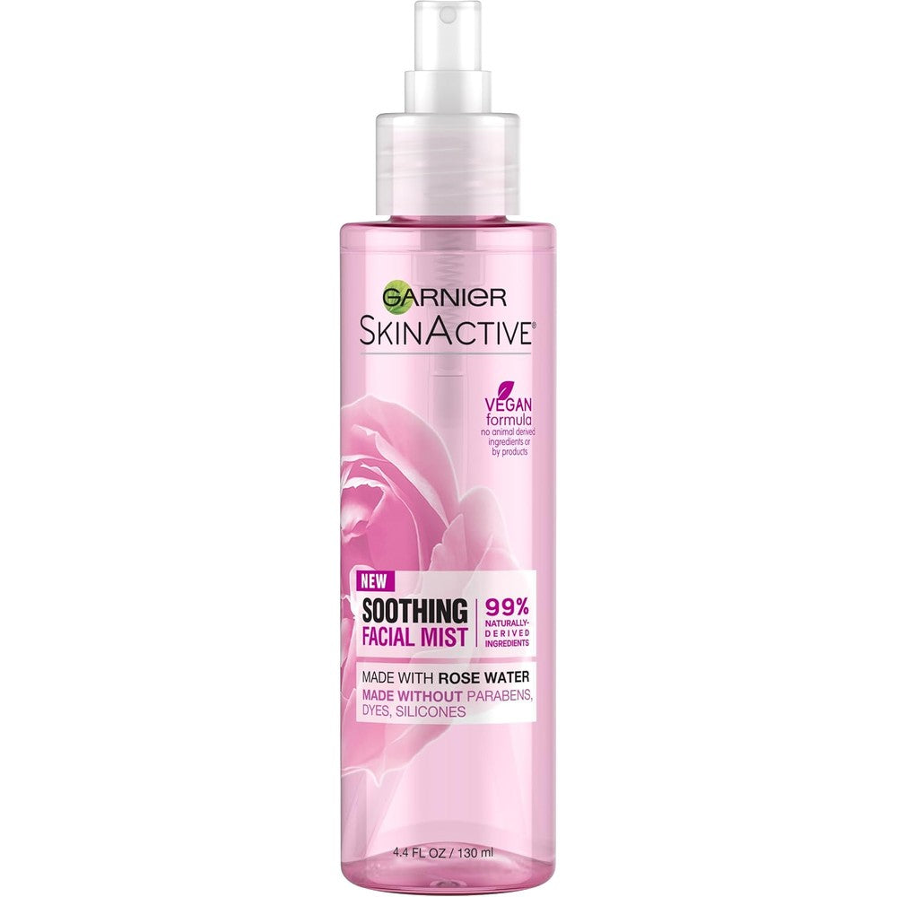 Garnier SkinActive Facial Mist Spray With Rose Water, Soothing Hydration For All Skin Types, 4.4 Fluid Ounces, 1 Count