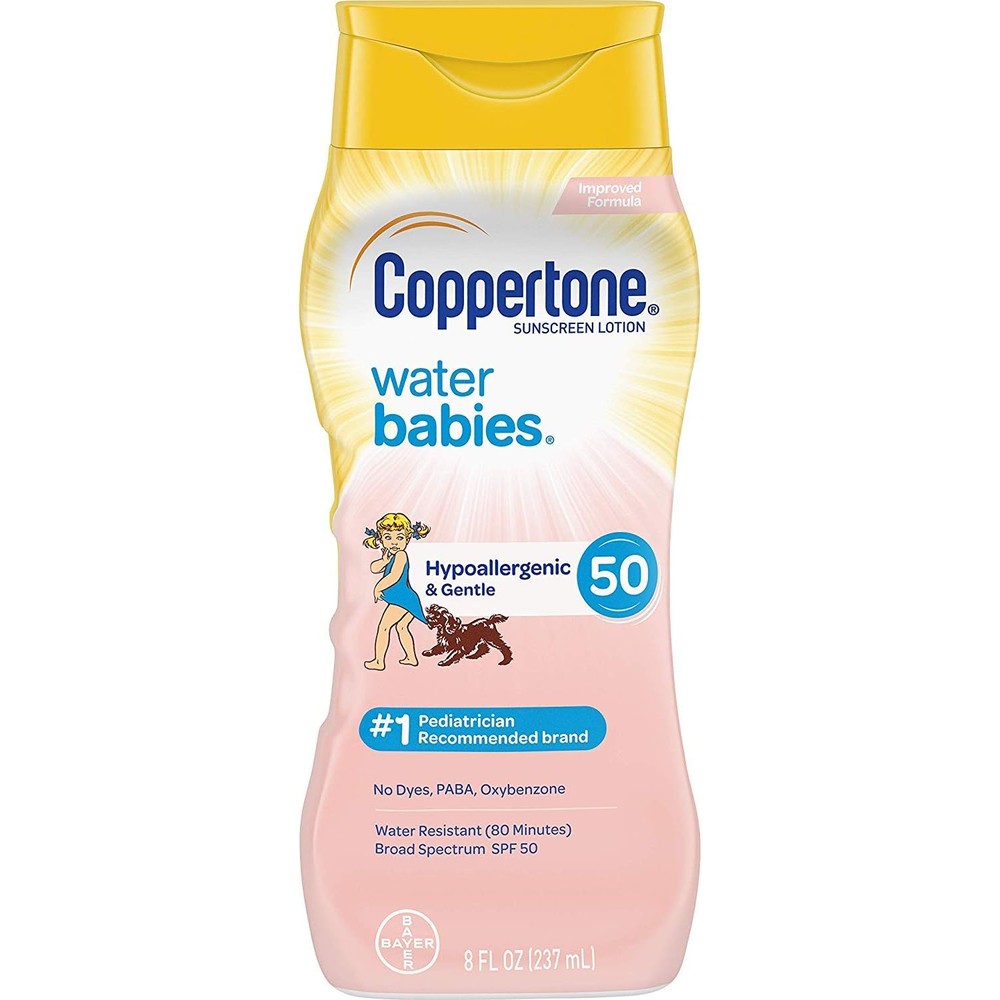 Coppertone Waterbabies Sunscreen Lotion SPF 50 With Aloe And Vitamin E 8 Ounce Pack Of 2