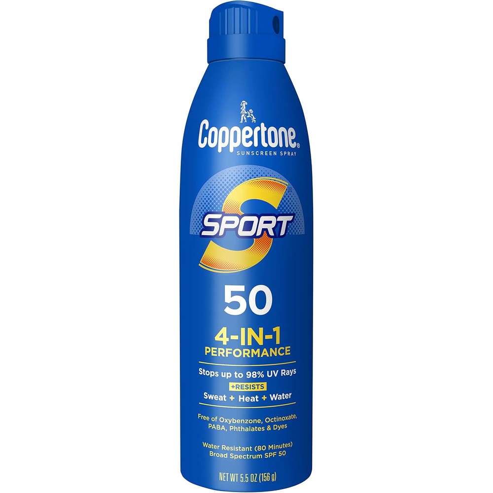 Coppertone Sport Sunscreen Spray Broad Spectrum SPF 50 Water Resistant 5.5 Ounce