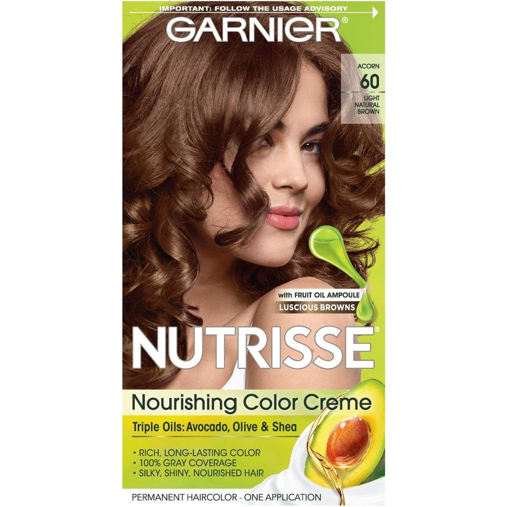 Garnier Nutrisse Nourishing Color Creme Permanent Hair Dye Light Natural Brown 60 Pack of 1