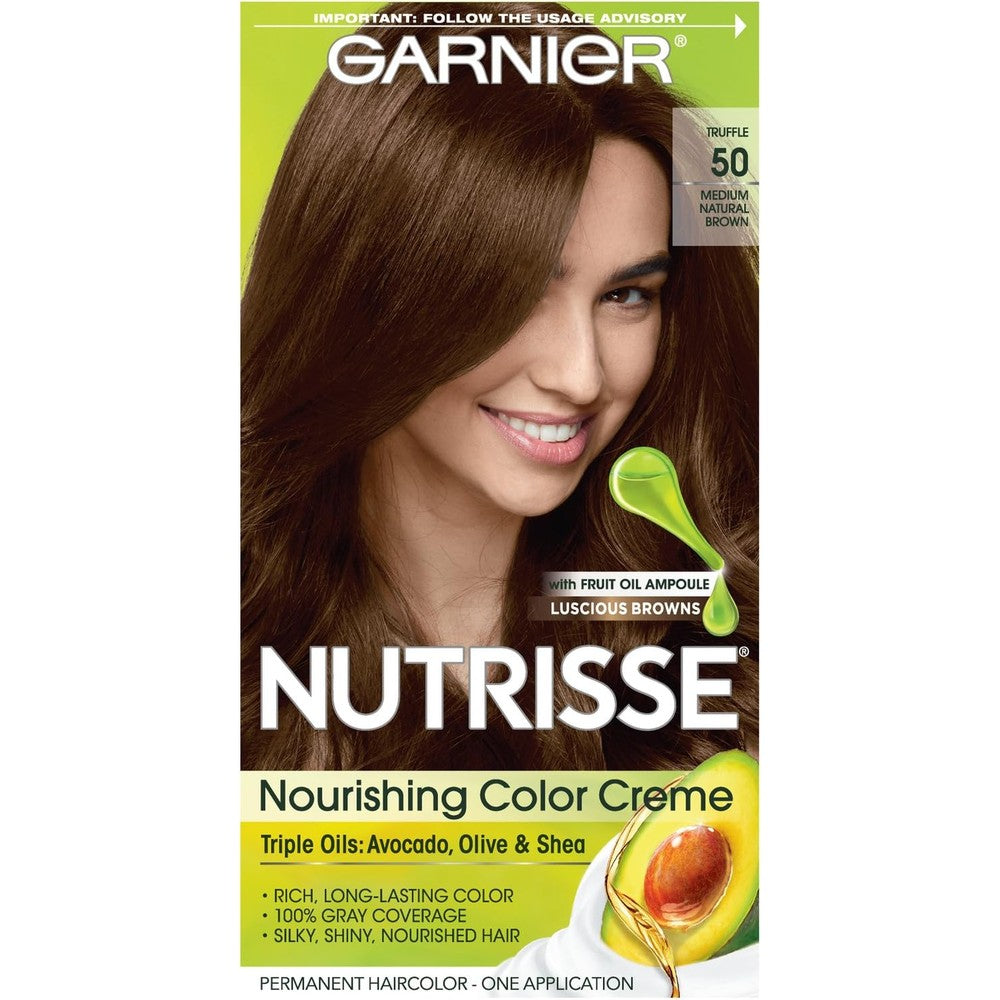Garnier Nutrisse Nourishing Permanent Hair Color Creme 50 Medium Natural Brown Truffle 1 Kit