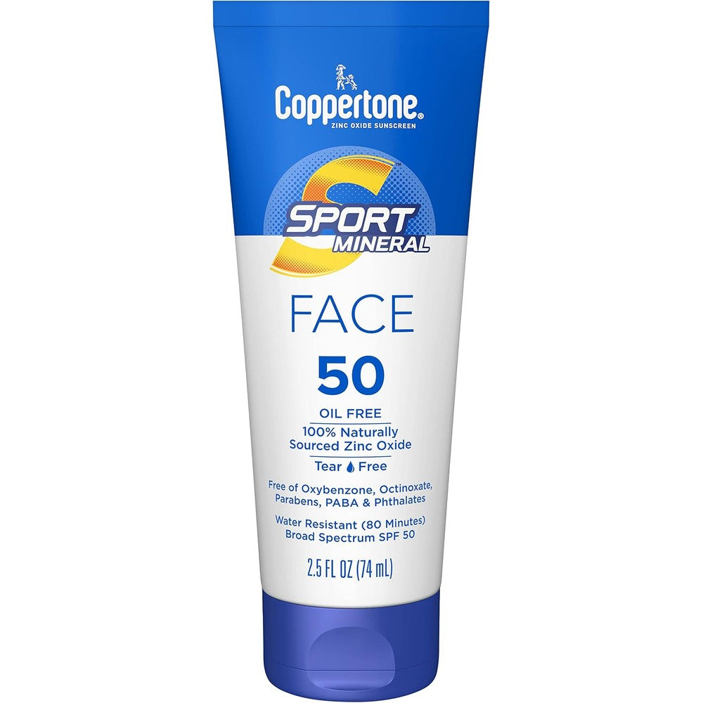 Coppertone Sport Mineral Face Sunscreen Lotion SPF 50 With Zinc Oxide 2.5 Fluid Ounce