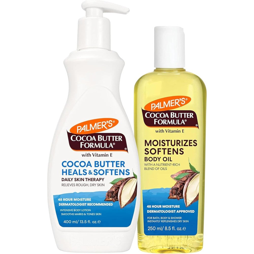 Palmer's Cocoa Butter Formula Skin Care Bundle Body Lotion And Body Oil With Vitamin E 13.5 Fluid Ounces And 8.5 Fluid Ounces