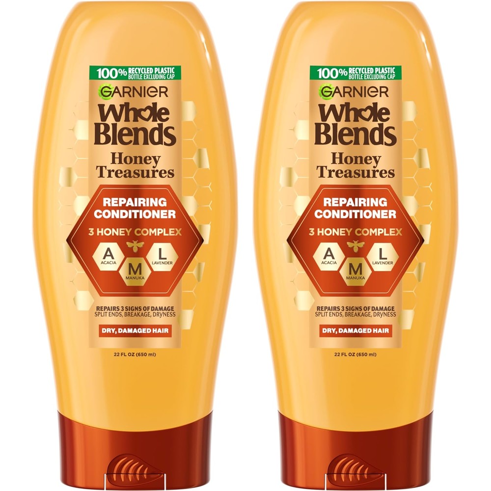 Garnier Whole Blends Honey Treasures Repairing Conditioner For Dry Damaged Hair 22 Fluid Ounce 2 Count