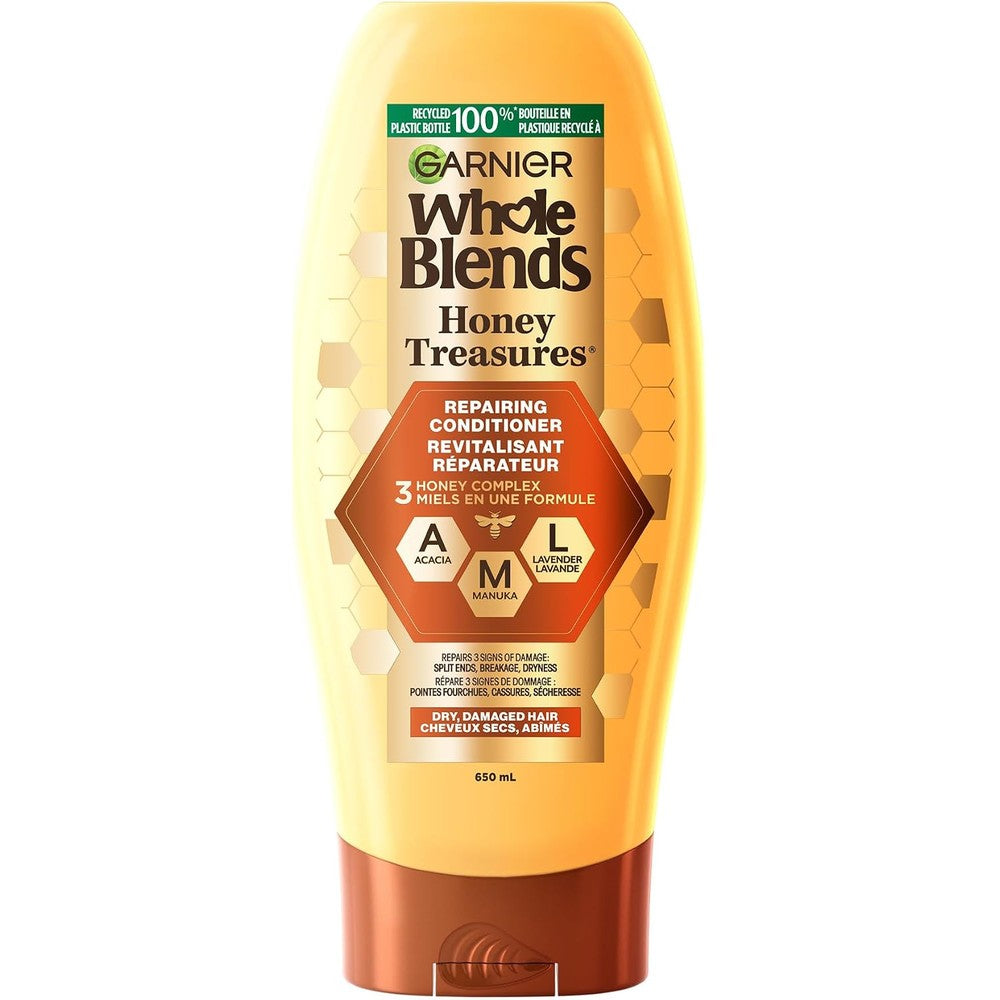 Garnier Whole Blends Repairing Conditioner Honey Treasures For Damaged Hair, 22 Fluid Ounce, 1 Count