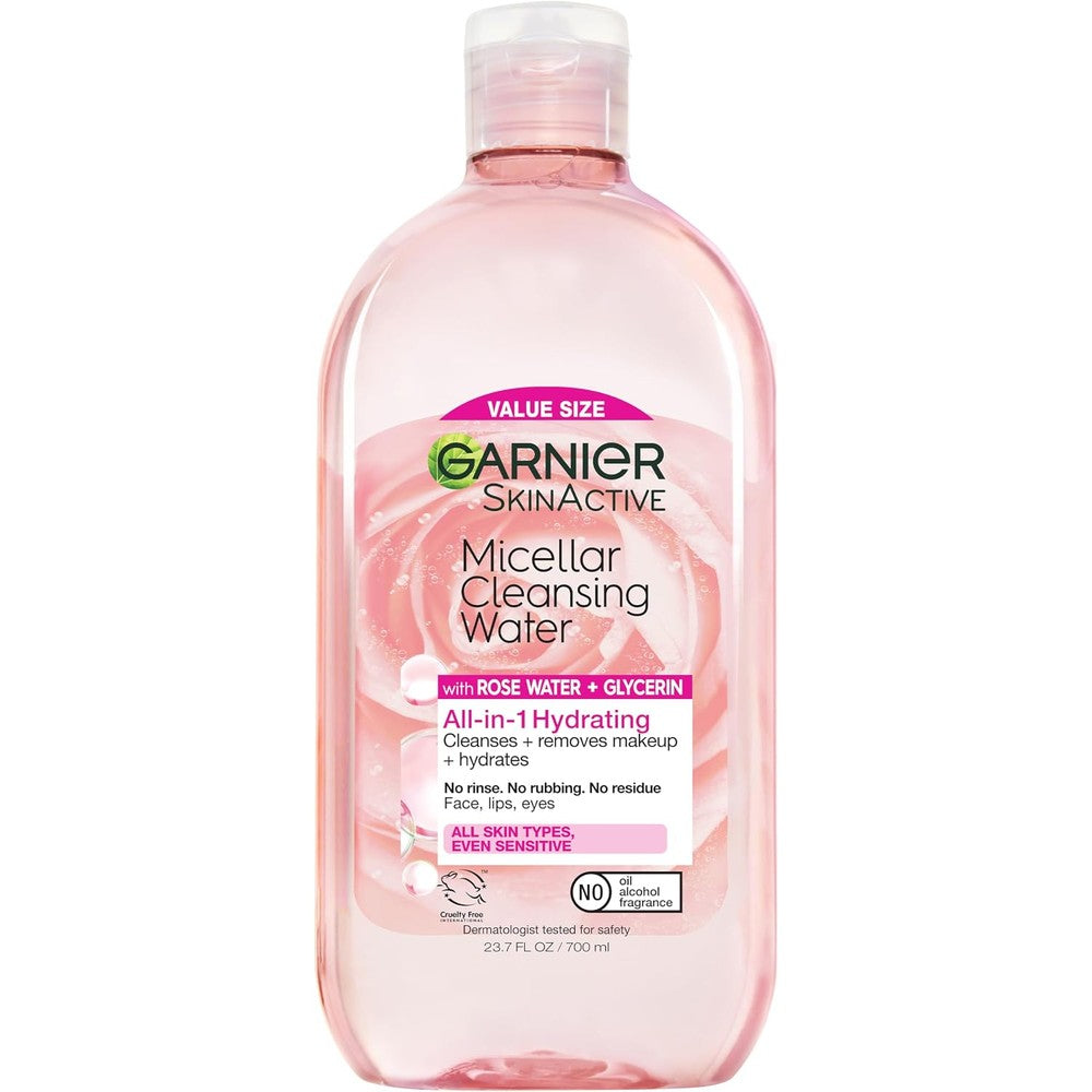 Garnier Micellar Water With Rose Water And Glycerin Hydrating Facial Cleanser And Makeup Remover For All Skin Types 700 Milliliters