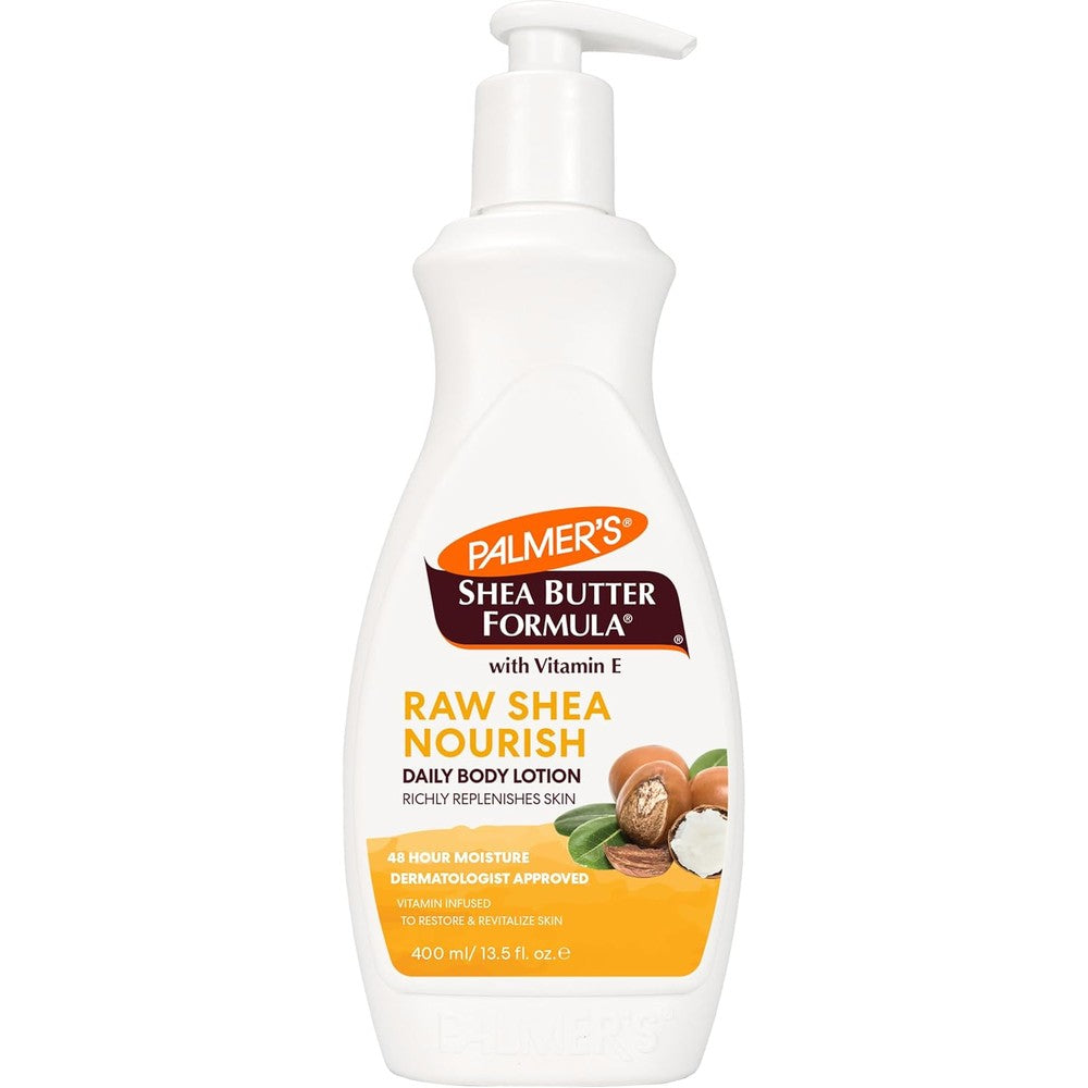 Palmer's Raw Shea Body Lotion Formula For Dry Skin With Vitamin E 13.5 Fluid Ounce 400ml Pump Bottle