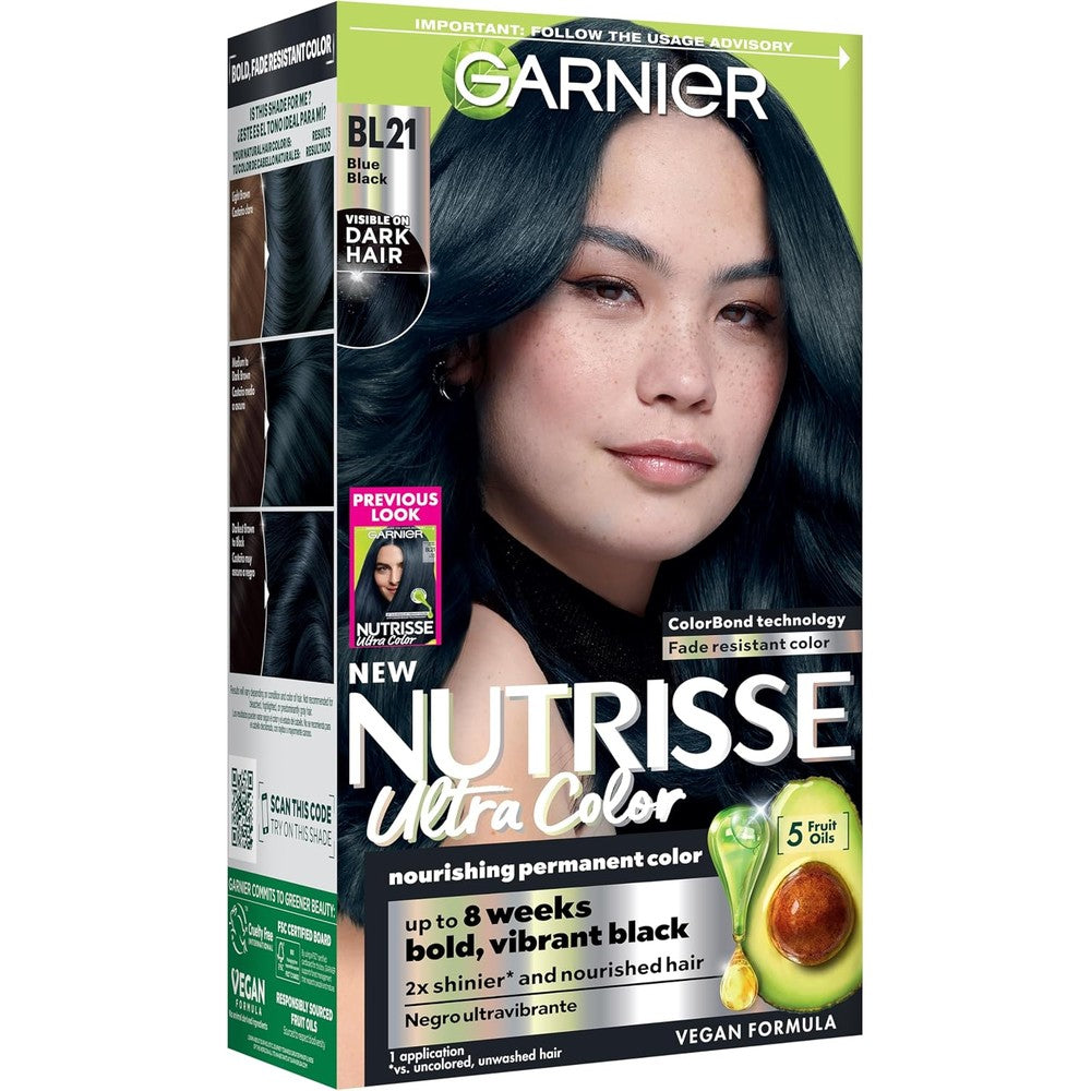 Garnier Nutrisse Ultra Color Permanent Hair Dye BL21 Blue Black Blackberry Mojito 1 Count